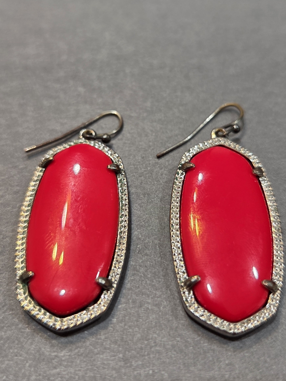 Kendra Scott Elle Red Oval Stone Drop Earrings